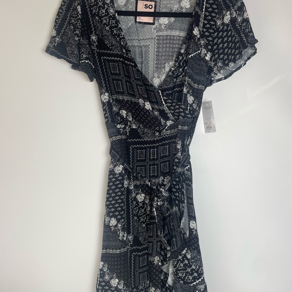NWT SO Black and White Patchwork Mini Dress